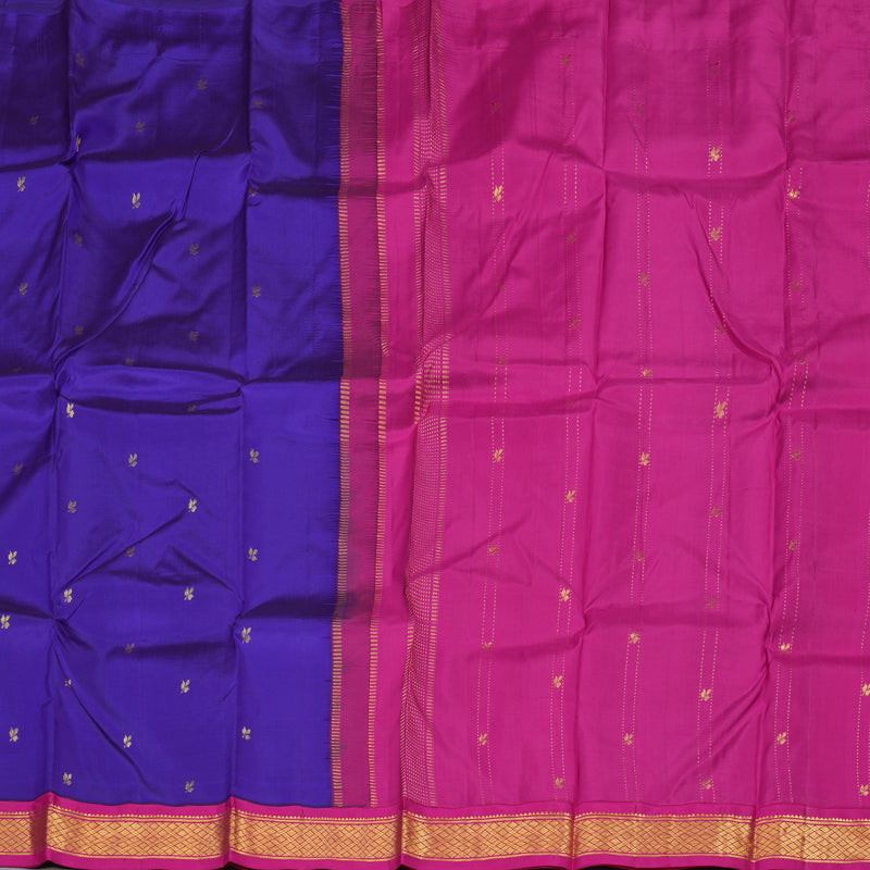 Hayagrivas Purplish-Blue Pure One-sided Border Kanjivaram Silk saree KBE1544K1-37