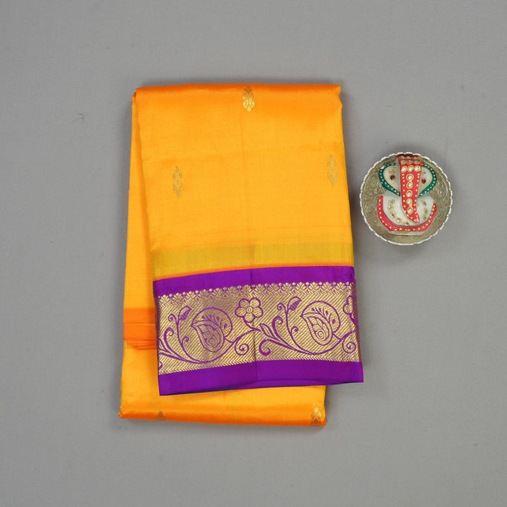 Hayagrivas Orange Pure One Side Border Silk Saree with Purple border KBE1544K1-44