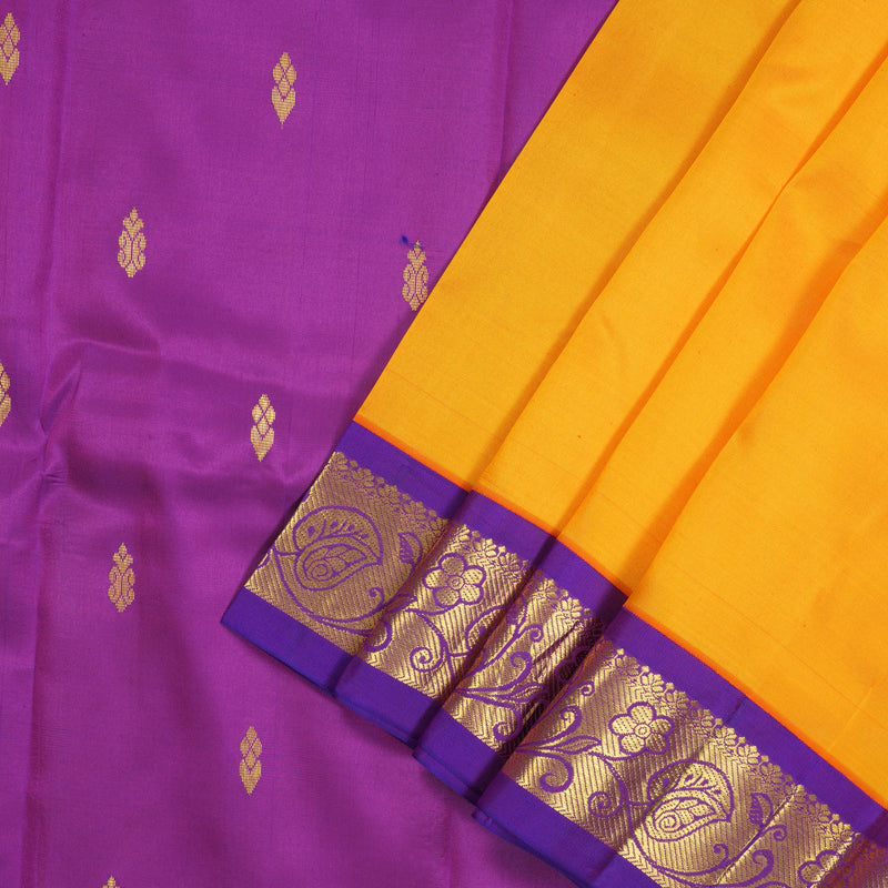 Hayagrivas Orange Pure One Side Border Silk Saree with Purple border KBE1544K1-44