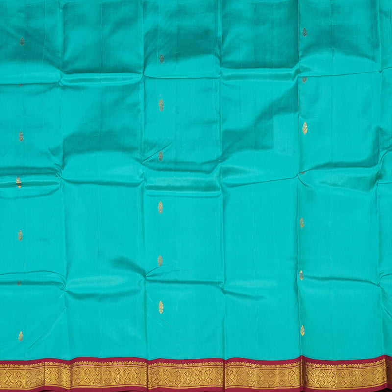 Hayagrivas Teal Pure One-sided Border Kanjivaram Silk saree KBE1544K1-7