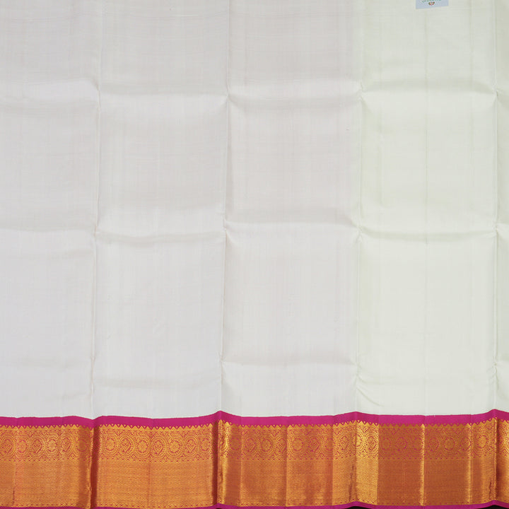 Hayagrivas Half White Kanjivaram Pattu Pavadai with Deep Pink border KBE1546K3-1