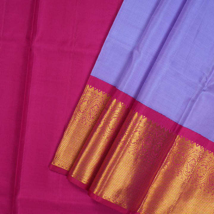 Hayagrivas Handloom Lavendar Kanjivaram Pattu Pavadai with Deep Pink Border KBE1546K3-2