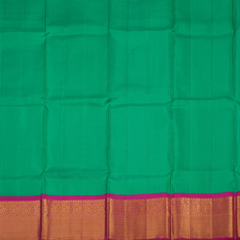 Hayagrivas Handloom Sea Green Kanjivaram Pattu Pavadai with Deep Pink Border KBE1546K3-4