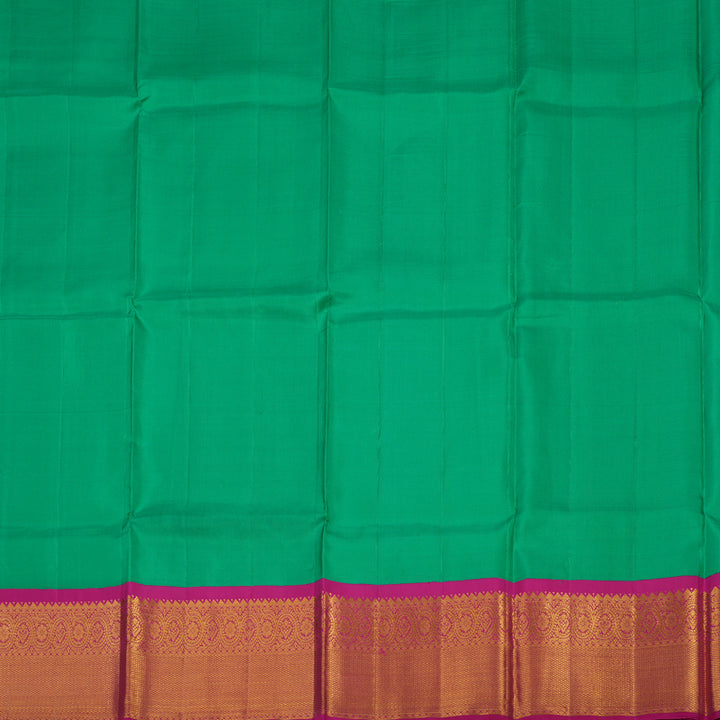 Hayagrivas Handloom Sea Green Kanjivaram Pattu Pavadai with Deep Pink Border KBE1546K3-4