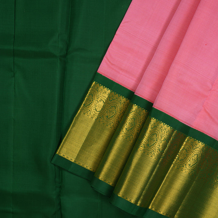 Hayagrivas Handloom Rose Pink Kanjivaram Pattu Pavadai with Bottle Green Border KBE1546K3-6