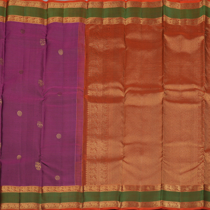 Hayagrivas Dark Purple Handloom Kanjivaram Silk Saree with Mandhalir Border KBE154D5-1