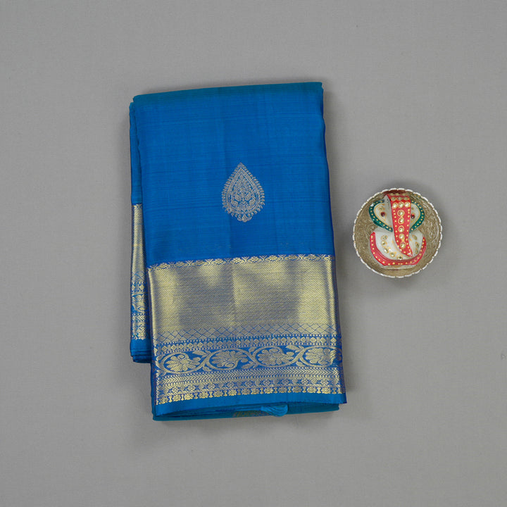 Hayagrivas Handloom Peacock Blue Kanjivaram Silk Saree KBE1552K1-2