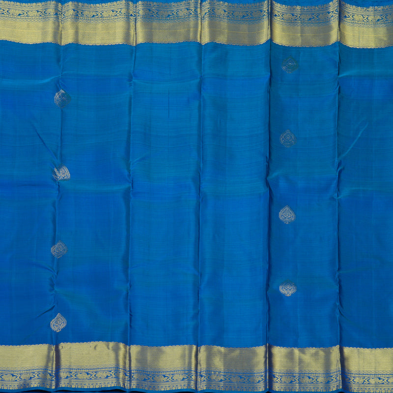 Hayagrivas Handloom Peacock Blue Kanjivaram Silk Saree KBE1552K1-2