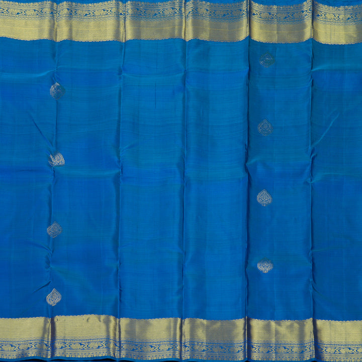 Hayagrivas Handloom Peacock Blue Kanjivaram Silk Saree KBE1552K1-2