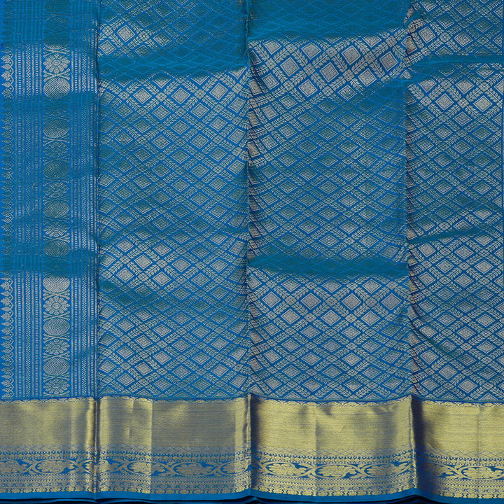 Hayagrivas Handloom Peacock Blue Kanjivaram Silk Saree KBE1552K1-2