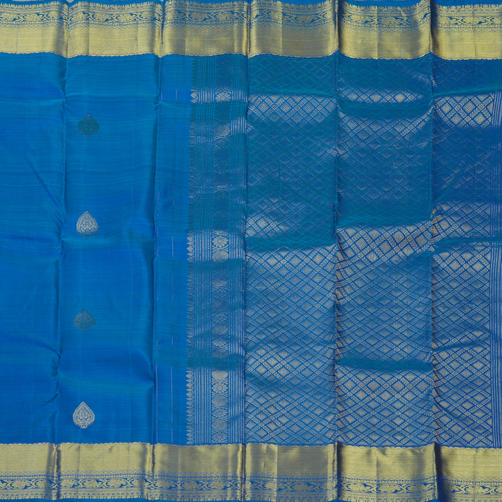 Hayagrivas Handloom Peacock Blue Kanjivaram Silk Saree KBE1552K1-2
