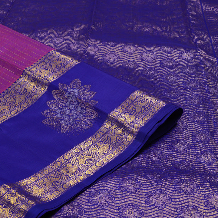 Hayagrivas Handloom Purple Kanjivaram Silk Saree with Purplish Blue Border KBE1552K4-1