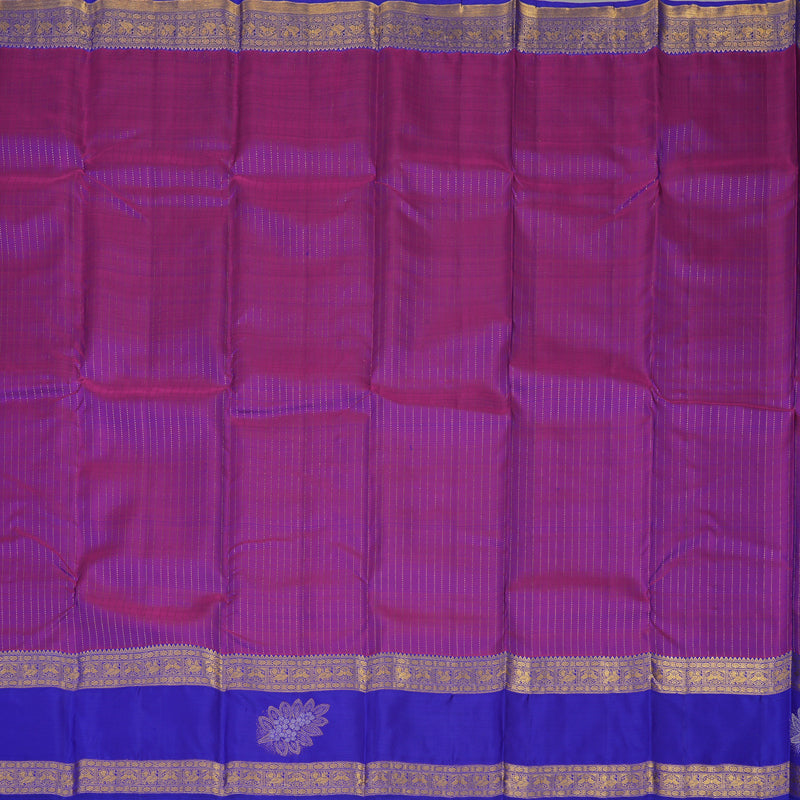 Hayagrivas Handloom Purple Kanjivaram Silk Saree with Purplish Blue Border KBE1552K4-1