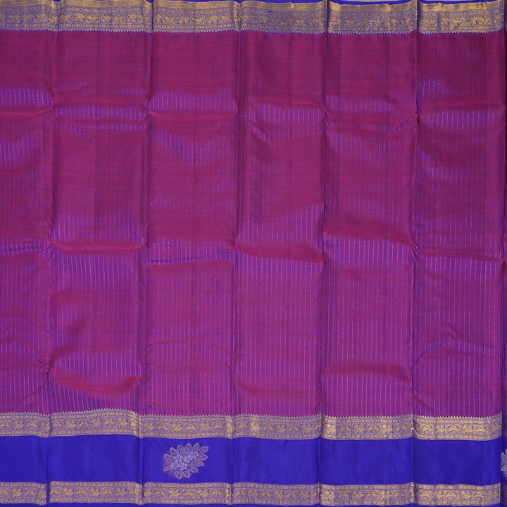 Hayagrivas Handloom Purple Kanjivaram Silk Saree with Purplish Blue Border KBE1552K4-1