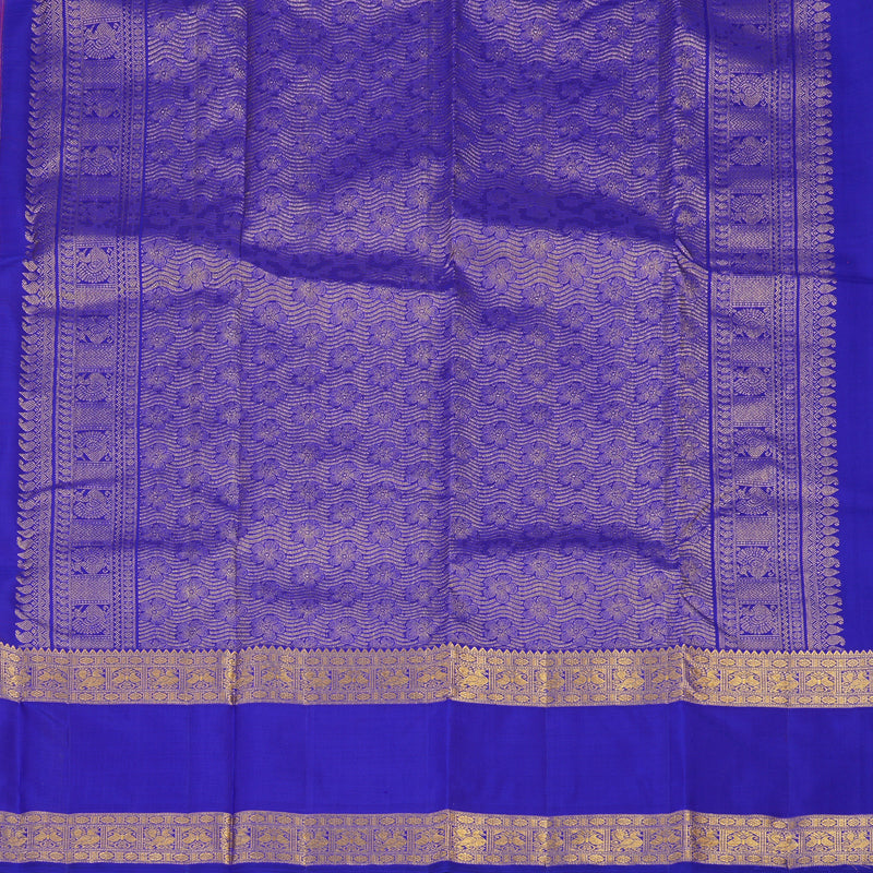 Hayagrivas Handloom Purple Kanjivaram Silk Saree with Purplish Blue Border KBE1552K4-1