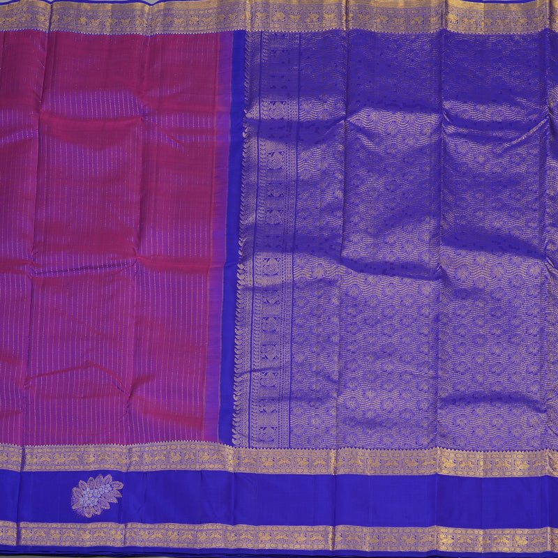 Hayagrivas Handloom Purple Kanjivaram Silk Saree with Purplish Blue Border KBE1552K4-1
