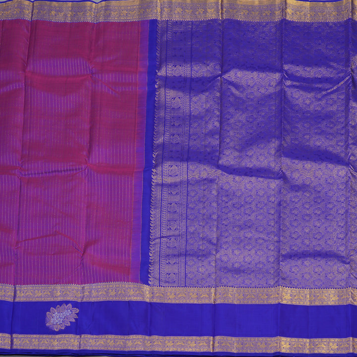 Hayagrivas Handloom Purple Kanjivaram Silk Saree with Purplish Blue Border KBE1552K4-1