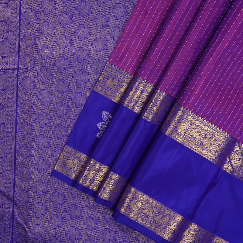 Hayagrivas Handloom Purple Kanjivaram Silk Saree with Purplish Blue Border KBE1552K4-1