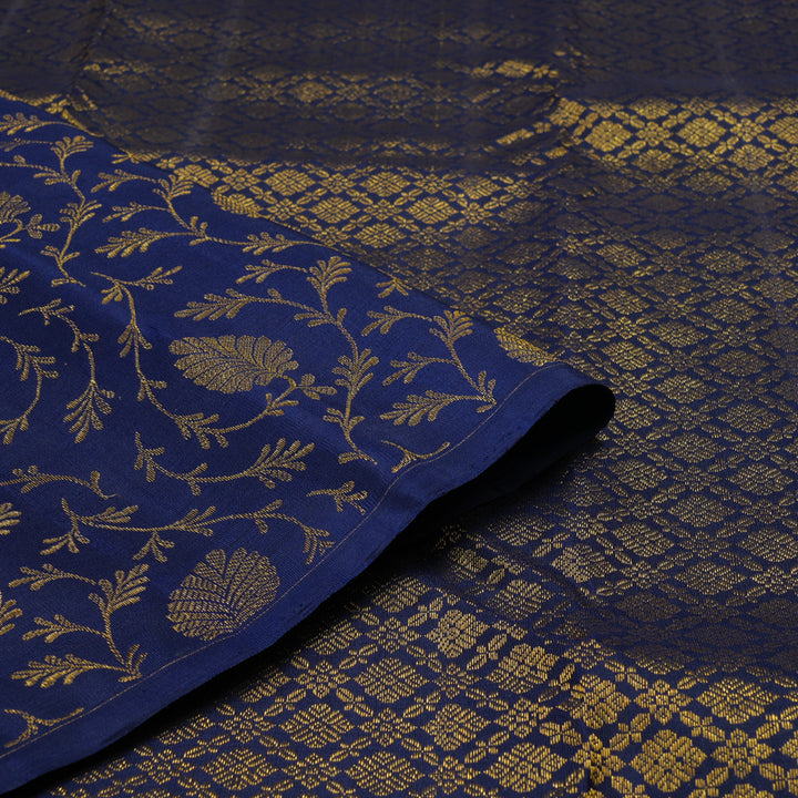 Hayagrivas Handloom Bottle Green Kanjivaram Silk Saree with Navy Blue Border KBE1552K5-2