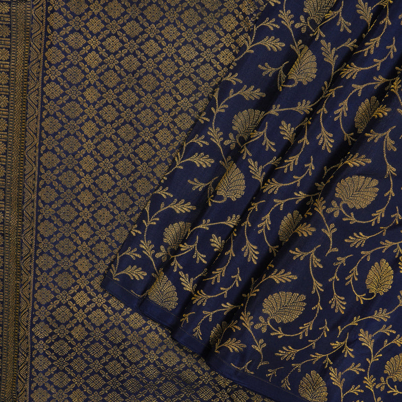 Hayagrivas Handloom Bottle Green Kanjivaram Silk Saree with Navy Blue Border KBE1552K5-2