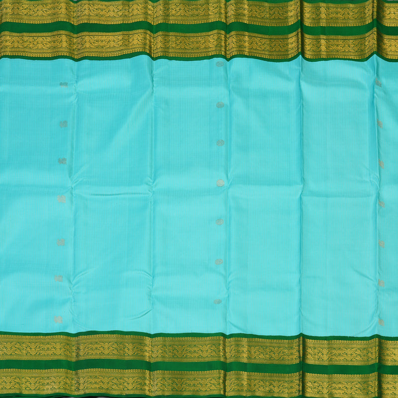 Hayagrivas Handloom Sky Blue Kanjivaram Silk Saree with Green Border KBE1552K6-2