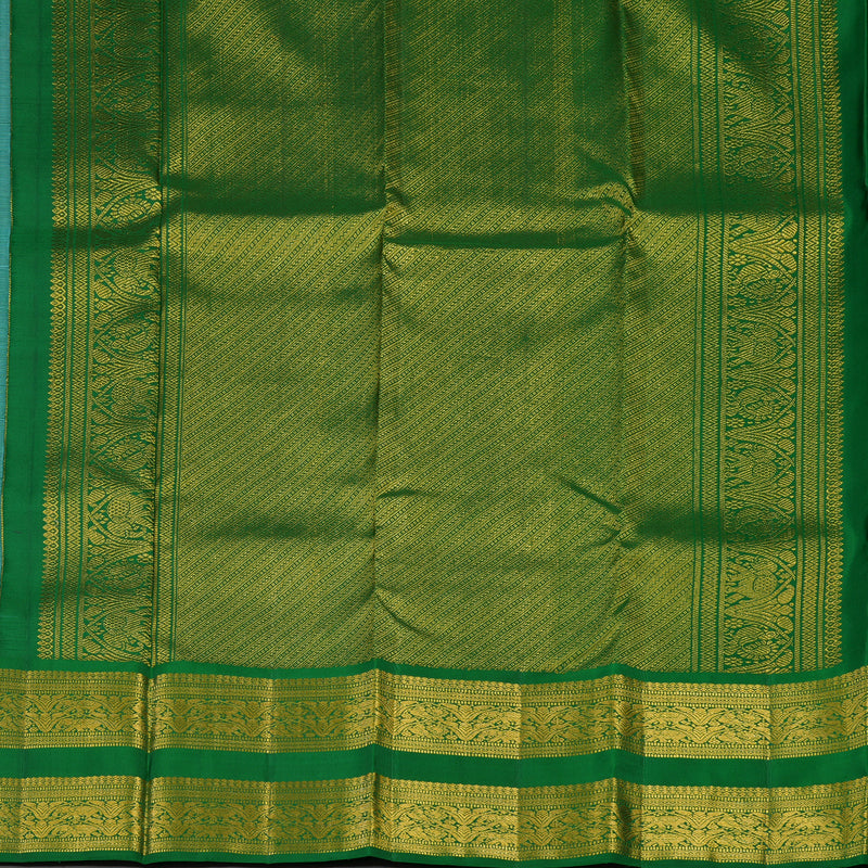 Hayagrivas Handloom Sky Blue Kanjivaram Silk Saree with Green Border KBE1552K6-2