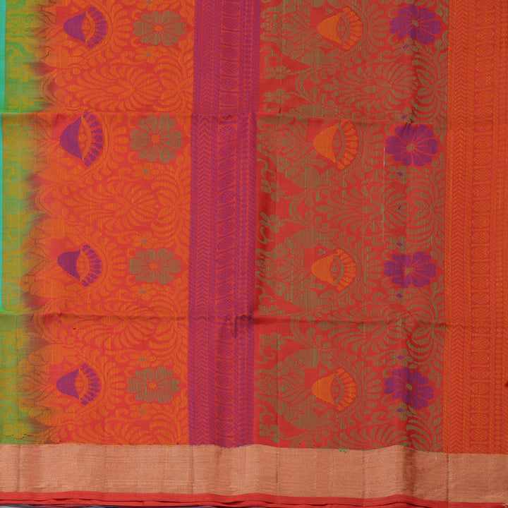 Hayagrivas Handloom Dual Tone (Green & Yellow) Kanjivaram Soft Silk Saree with Tissue Border KBE1554K1-1