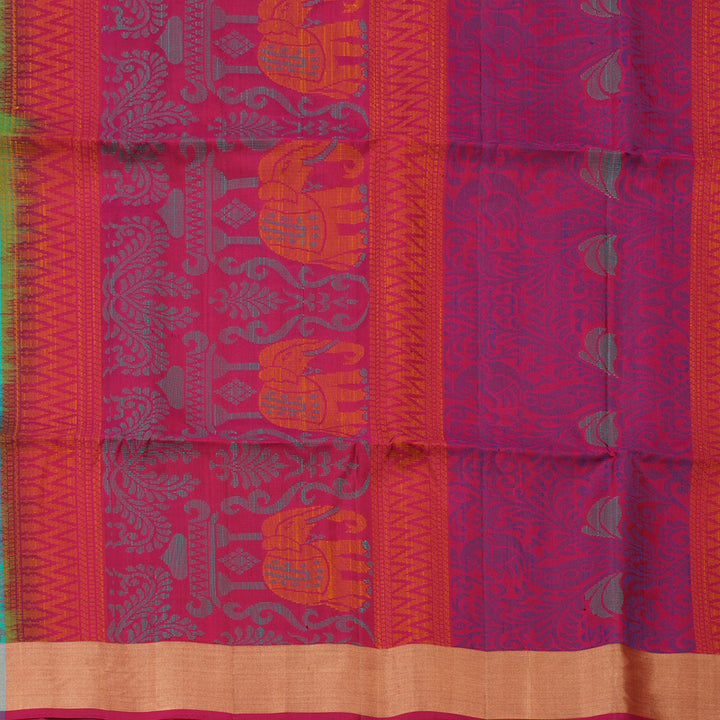 Hayagrivas Handloom Dual Tone (Green & Yellow) Kanjivaram Soft Silk Saree with Tissue Border KBE1554K1-12