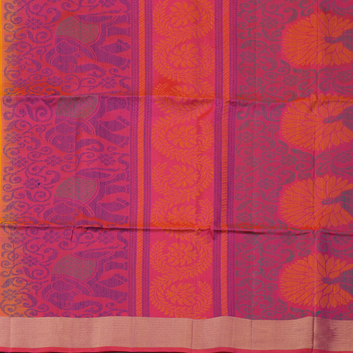 Hayagrivas Handloom Tumeric Yellow Kanjivaram Soft Silk Saree with Tissue Border KBE1554K1-13