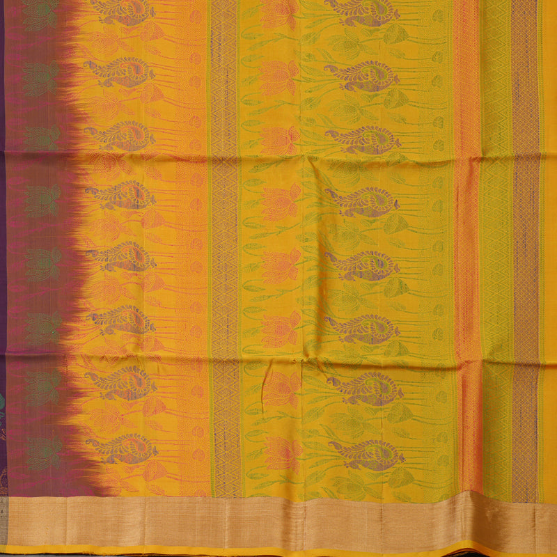 Hayagrivas Handloom Deep Violet Kanjivaram Soft Silk Saree with Tissue Border KBE1554K1-15