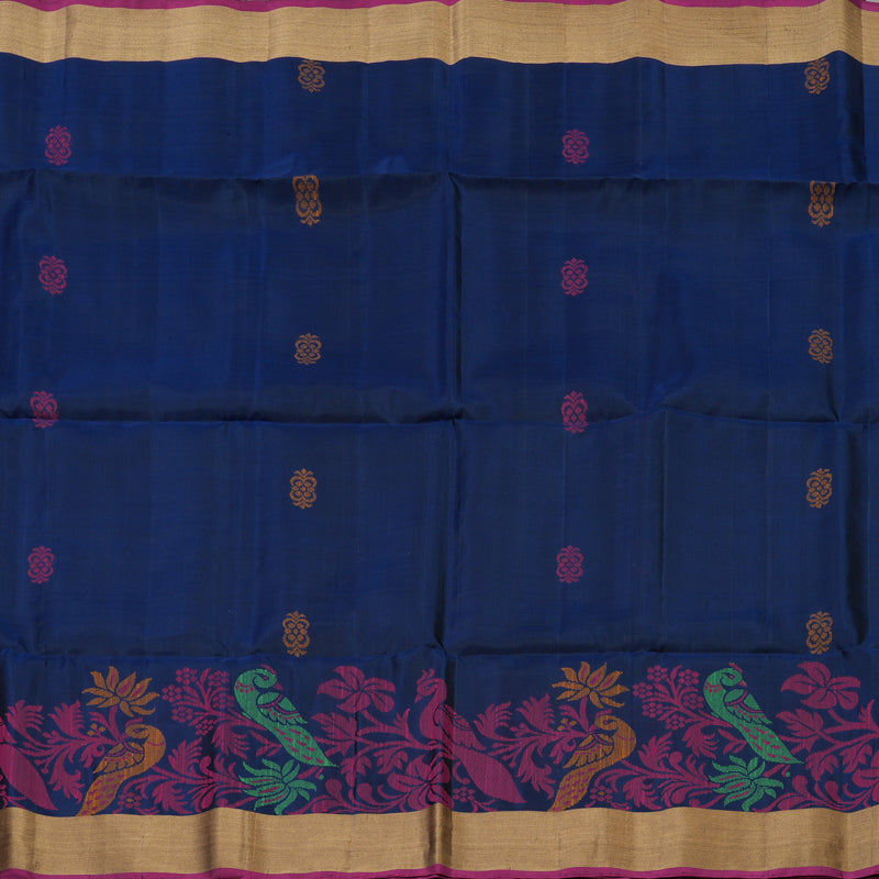 Hayagrivas Handloom Midnight Blue Kanjivaram Soft Silk Saree with Tissue Border KBE1554K1-5