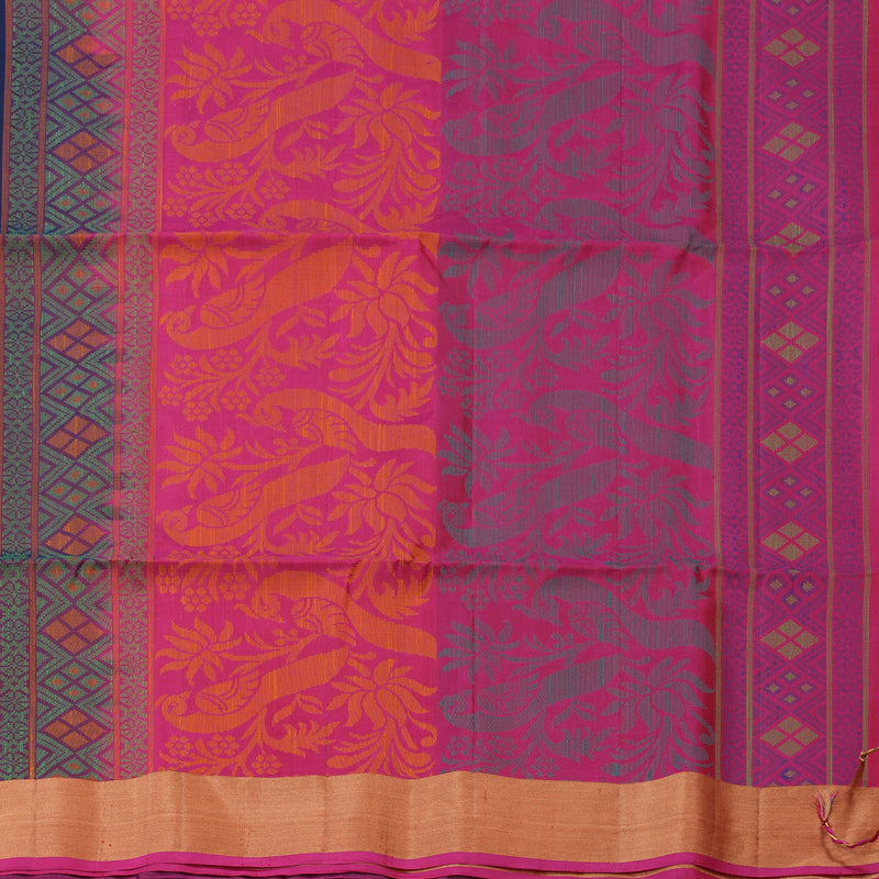 Hayagrivas Handloom Midnight Blue Kanjivaram Soft Silk Saree with Tissue Border KBE1554K1-5