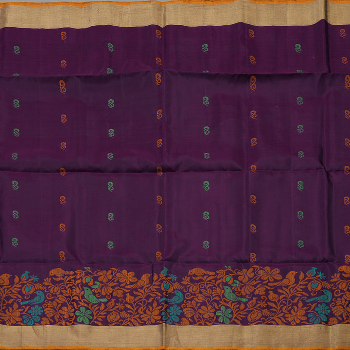 Hayagrivas Handloom Deep Violet Kanjivaram Soft Silk Saree with Tissue Border KBE1554K1-7