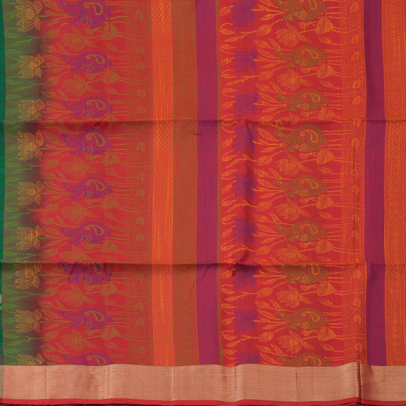 Hayagrivas Handloom Bottle Green Kanjivaram Soft Silk Saree with Tissue Border KBE1554K1-9