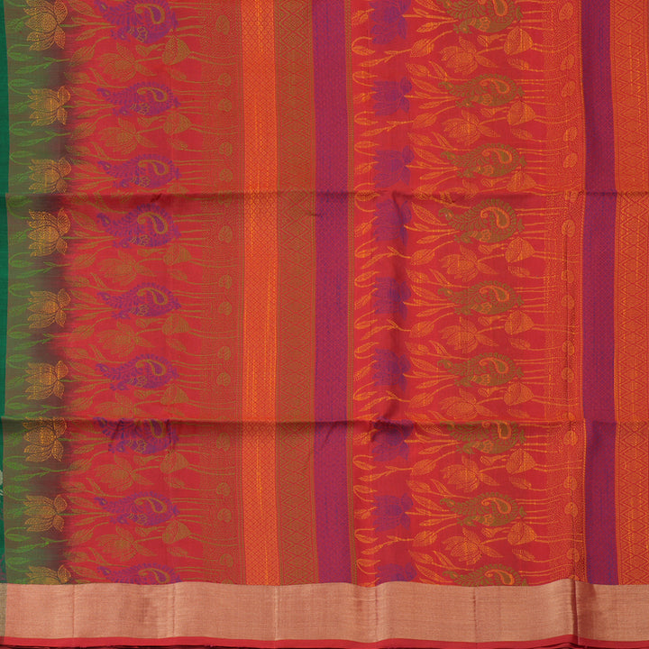 Hayagrivas Handloom Bottle Green Kanjivaram Soft Silk Saree with Tissue Border KBE1554K1-9