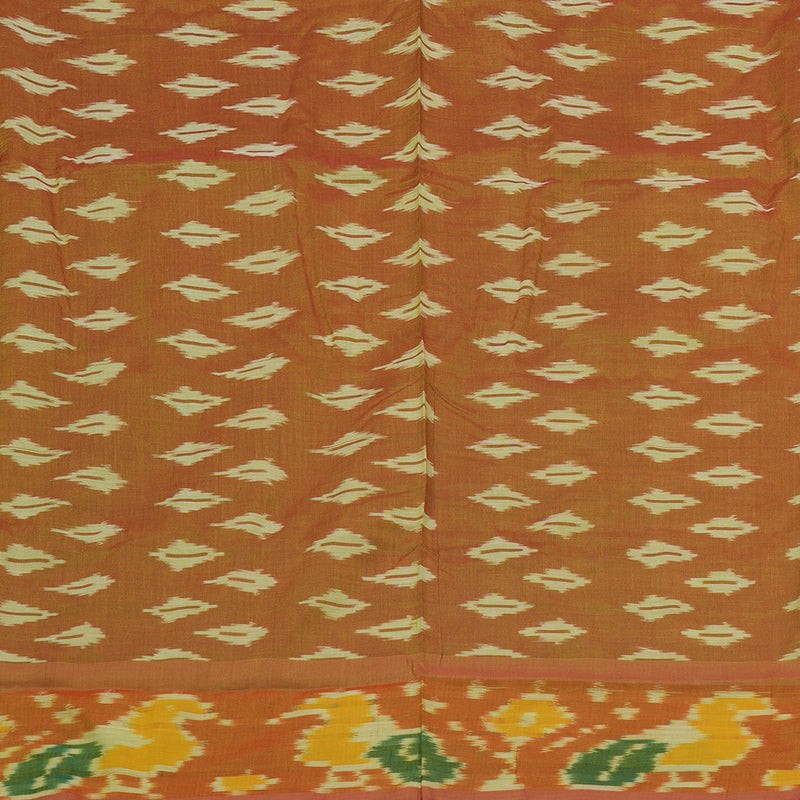 Hayagrivas Mehandi Green Ikkat Semi Cotton Saree with Onion Pink Border KBE1558K1-22