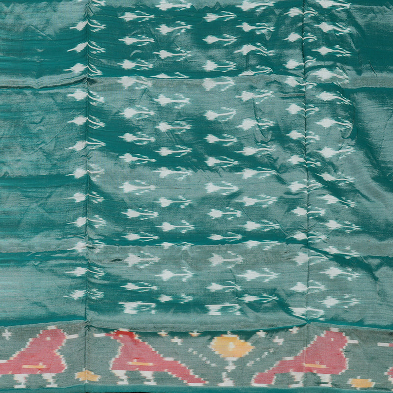 Hayagrivas Mild Red Ikkat Semi Cotton Saree with Rama Green Border KBE1558K2-9