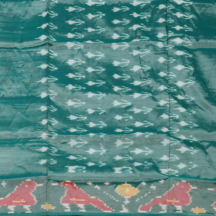 Hayagrivas Mild Red Ikkat Semi Cotton Saree with Rama Green Border KBE1558K2-9