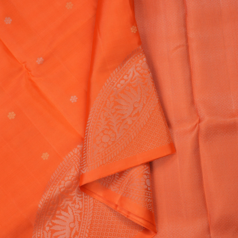 Hayagrivas Handloom Orange Kanjivaram Soft Silk Saree KBE1559K1-2