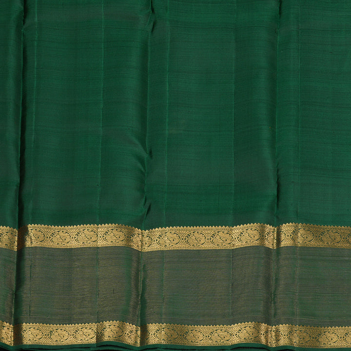Hayagrivas Burnt Orange Handloom Kanjivaram Silk Saree with Bottle Green Border KBE155D17-1