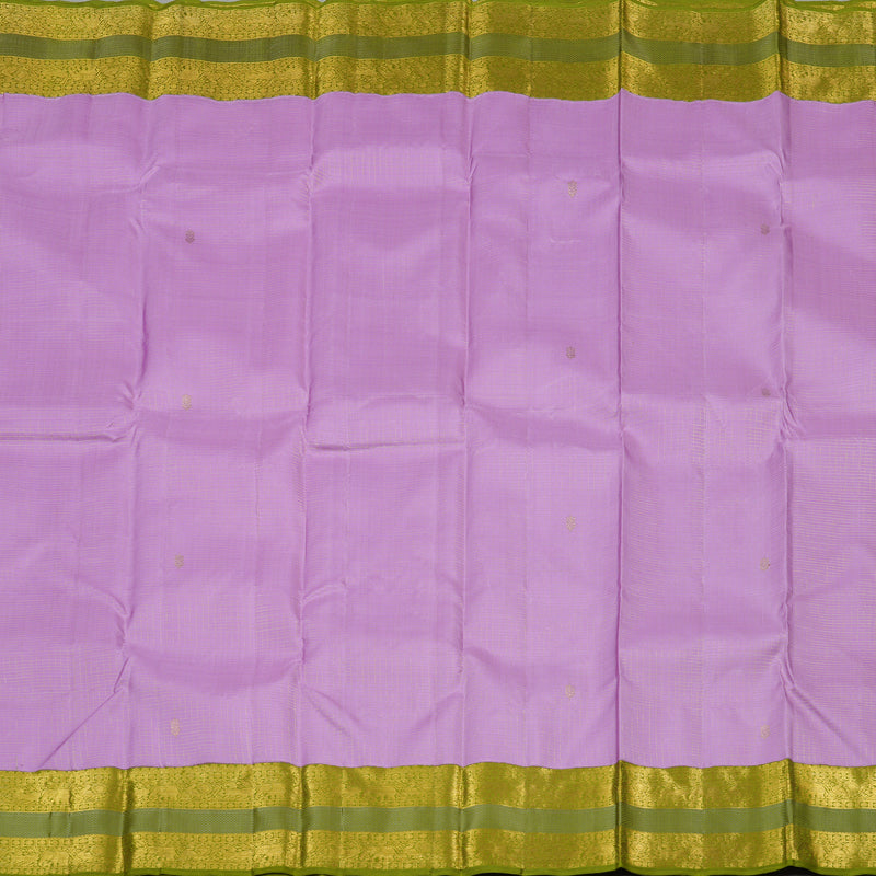 Hayagrivas Lavender Handloom Kanjivaram Silk Saree with Olive Green Border KBE155D5-1