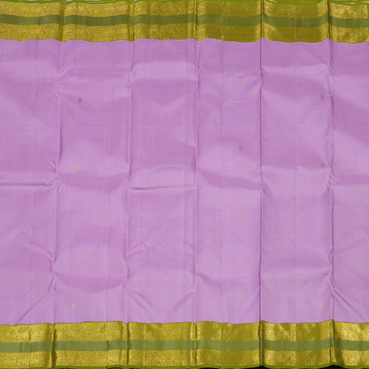 Hayagrivas Lavender Handloom Kanjivaram Silk Saree with Olive Green Border KBE155D5-1