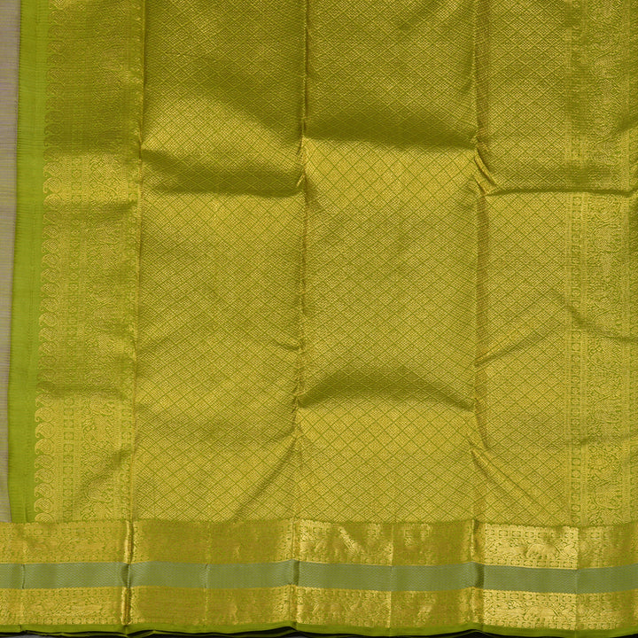 Hayagrivas Lavender Handloom Kanjivaram Silk Saree with Olive Green Border KBE155D5-1