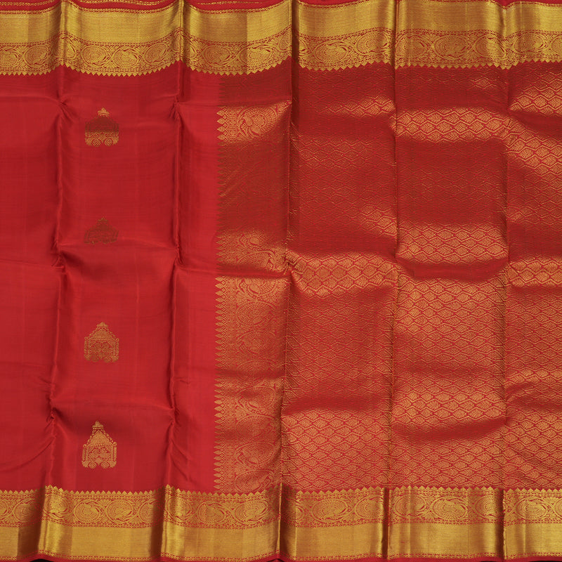 Hayagrivas Handloom Red Kanjivaram Silk Saree KBE1561K5-6