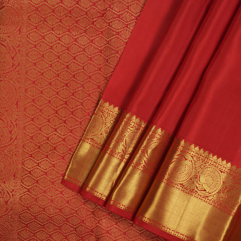 Hayagrivas Handloom Red Kanjivaram Silk Saree KBE1561K5-6