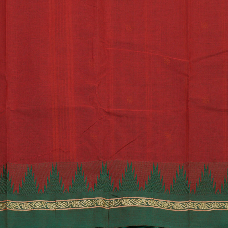 Hayagrivas Red Pure Chettinad Cotton Saree with Mild Green Border KBE1566K12-1