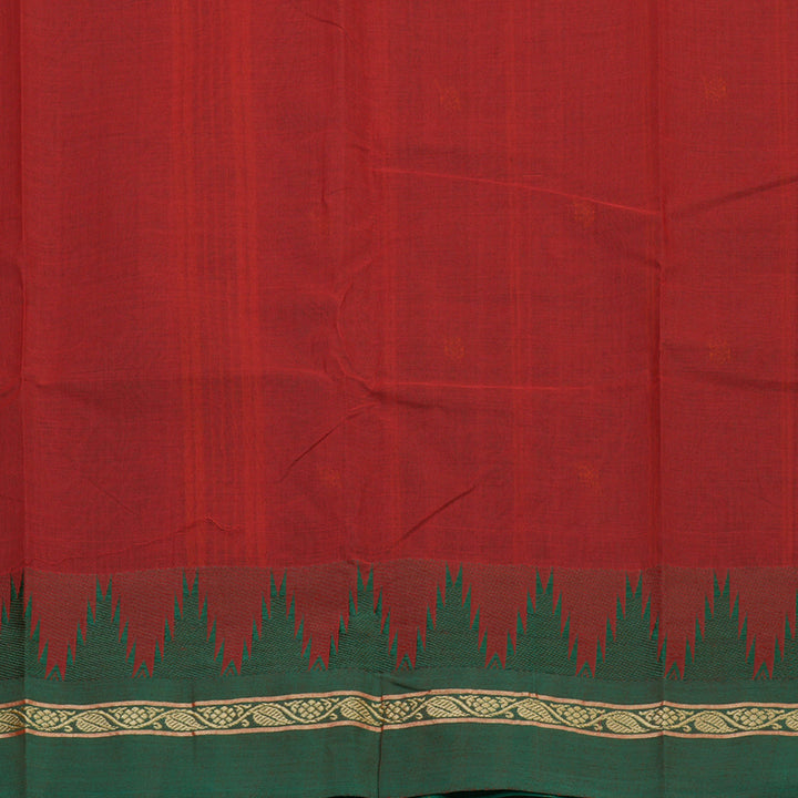 Hayagrivas Red Pure Chettinad Cotton Saree with Mild Green Border KBE1566K12-1