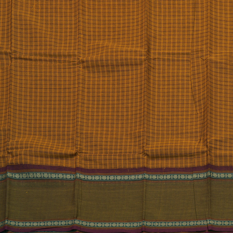 Hayagrivas Fire Mustard Pure Chettinad Cotton Saree with Khaki Brown Border KBE1566K5-10