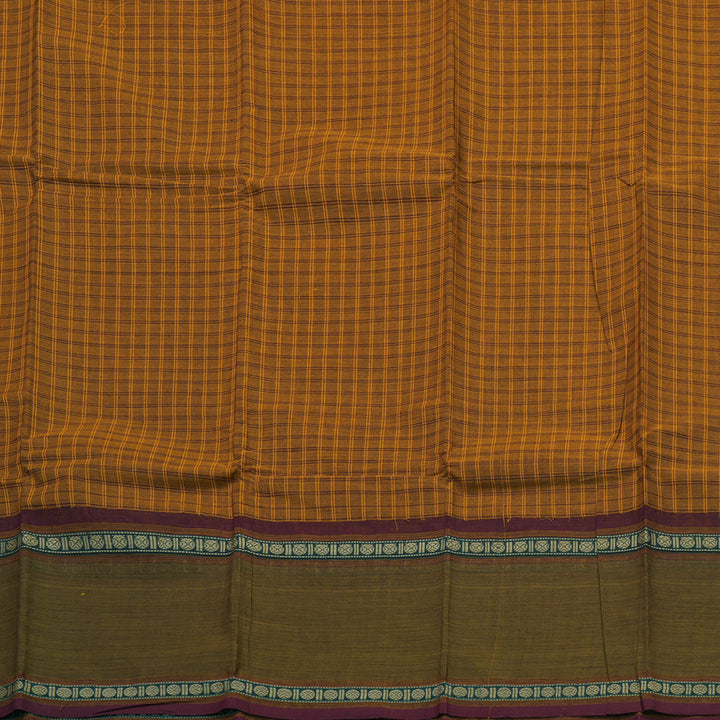 Hayagrivas Fire Mustard Pure Chettinad Cotton Saree with Khaki Brown Border KBE1566K5-10