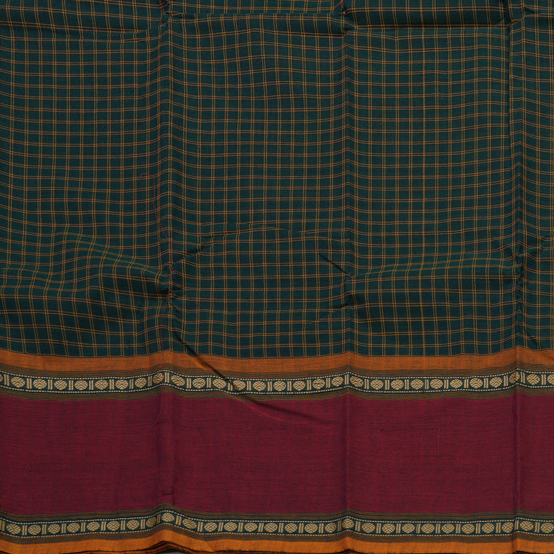 Hayagrivas Deep Teal Pure Chettinad Cotton Saree with Maroon Border KBE1566K5-15